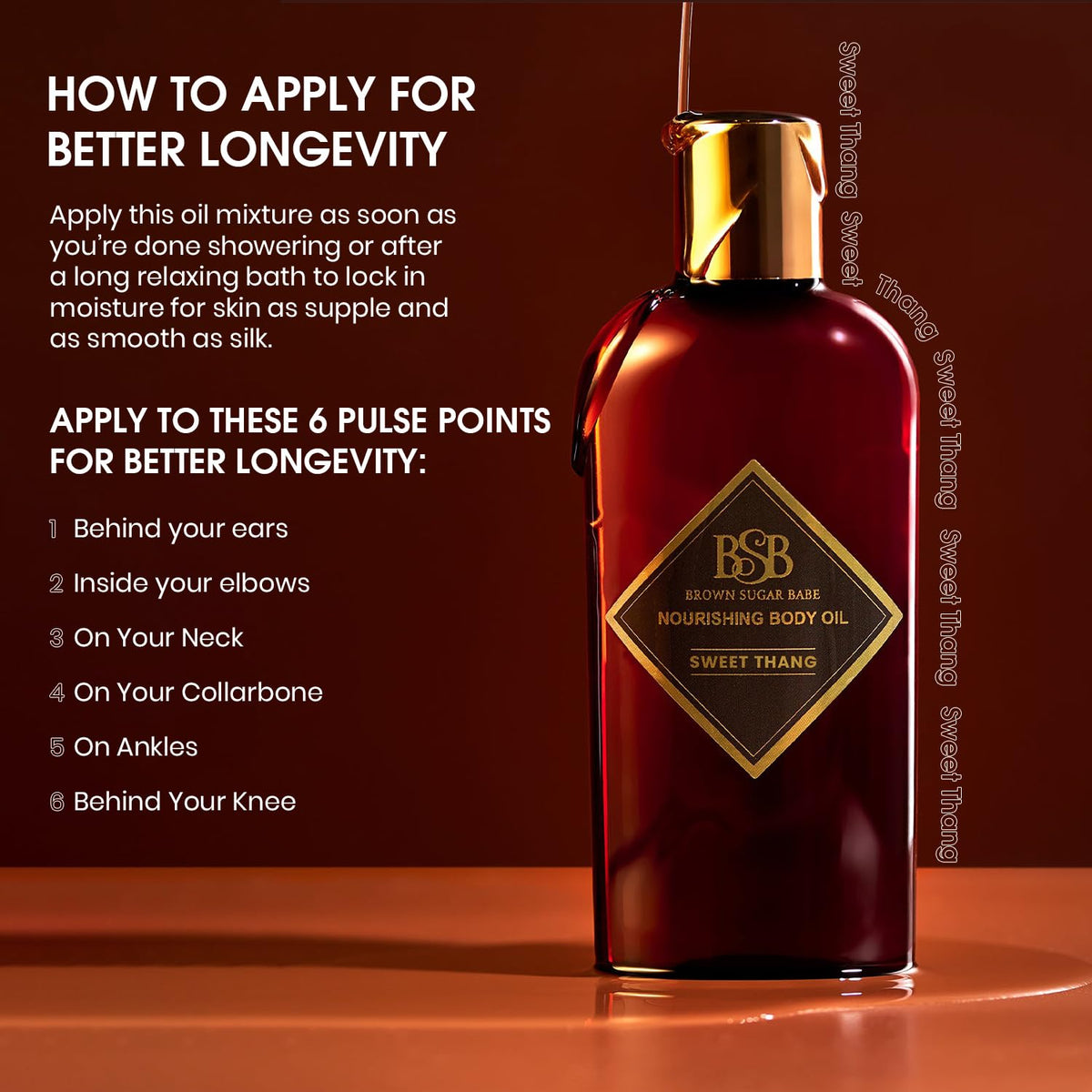 Brown Sugar Babe label detailing key carrier oils and paraben-free benefit