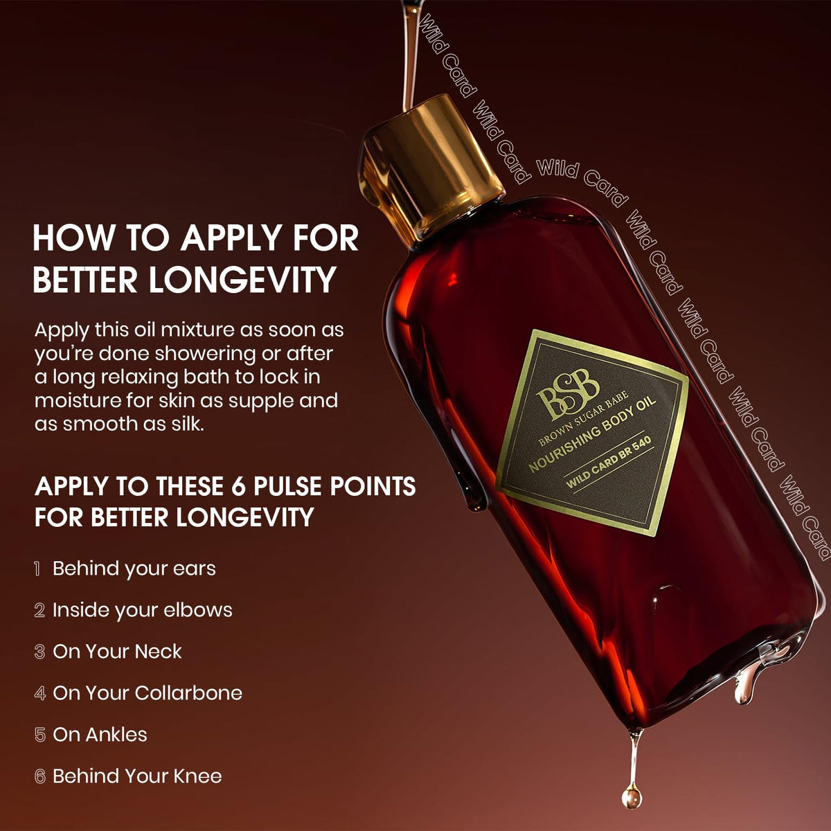 Brown Sugar Babe oil applied to neck showing lasting fragrance benefit