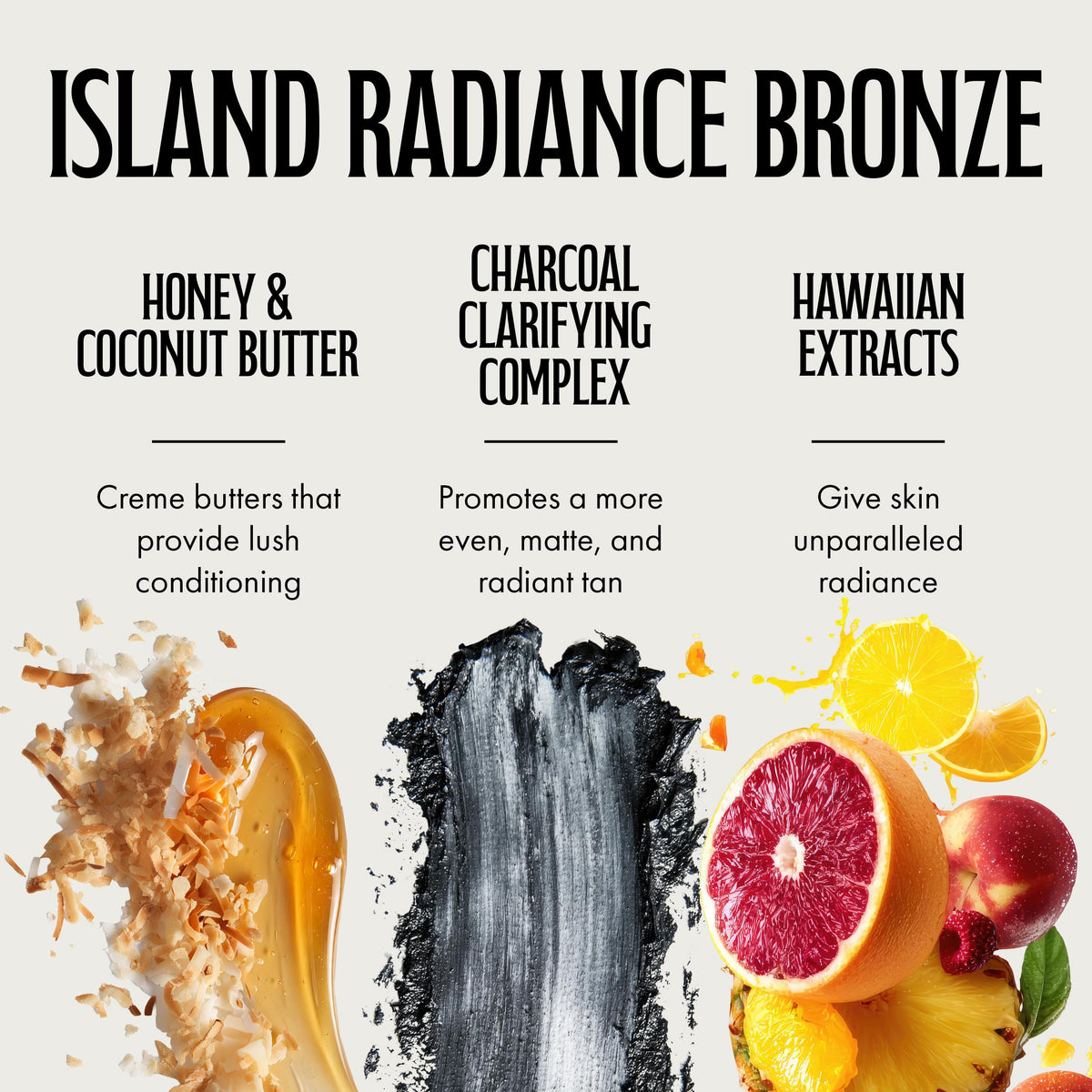Brown Sugar charcoal and Hawaiian extracts detail highlighting clarifying benefit
