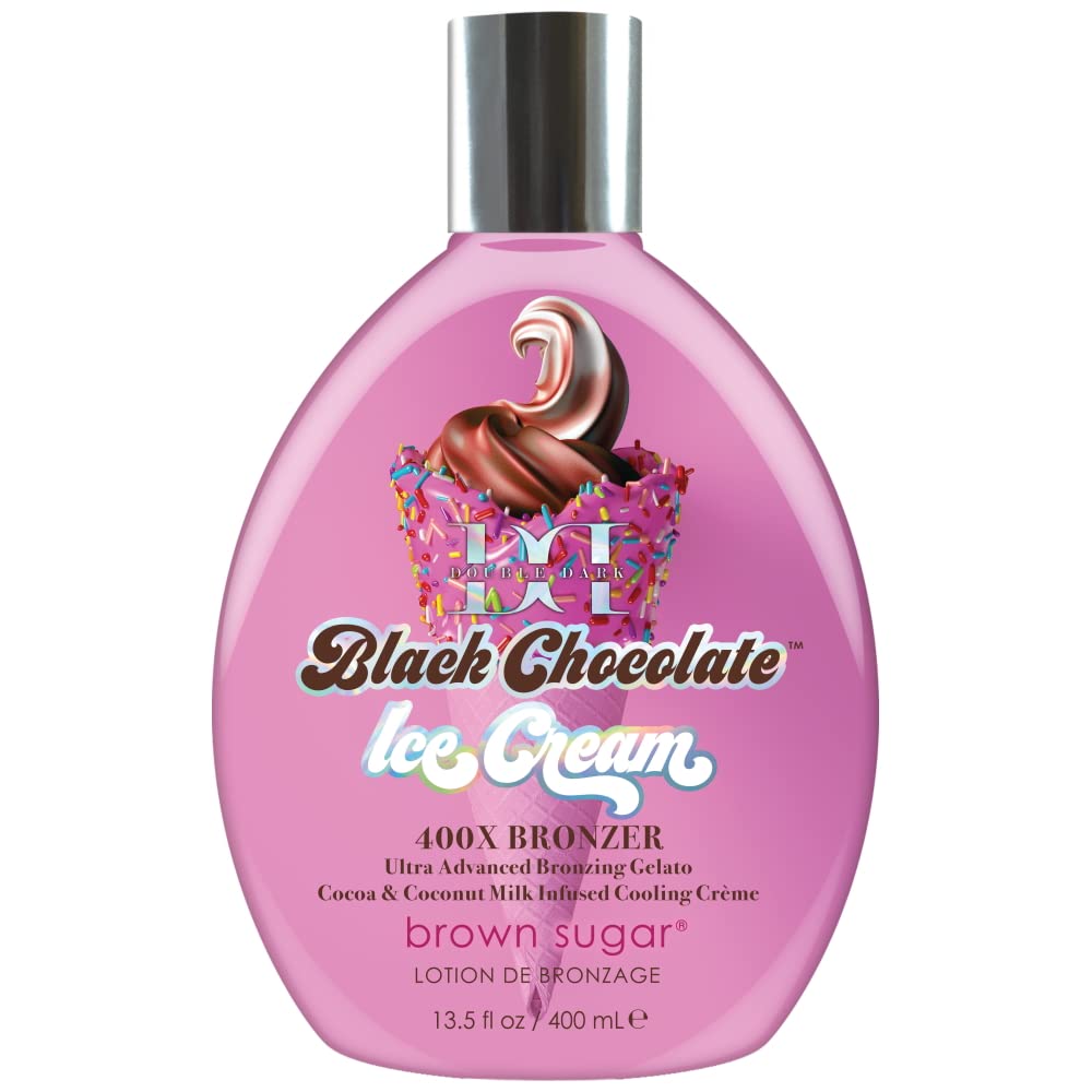 Brown Sugar bronzer front packaging showing label and 13.5oz size, promises deep color