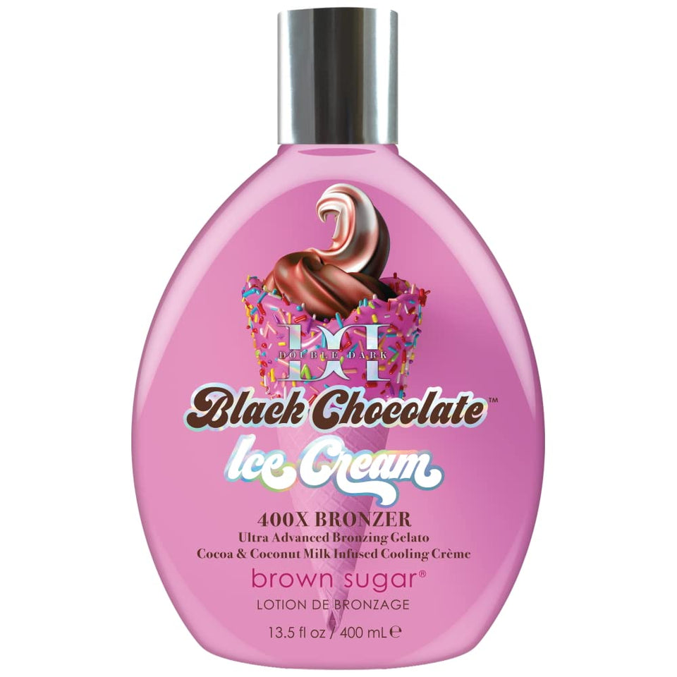 Brown Sugar bronzer front packaging showing label and 13.5oz size, promises deep color