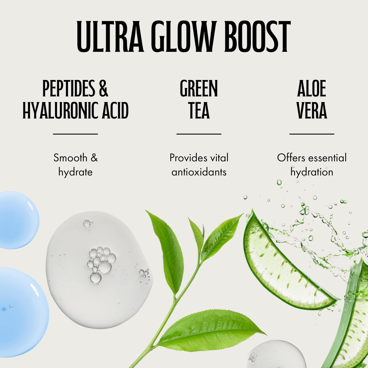 Brown Sugar ingredient label close-up showing peptides, hyaluronic acid, green tea benefits