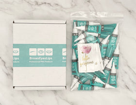 Brows Eyes Lips box of 25 tubes arranged for easy studio supply management