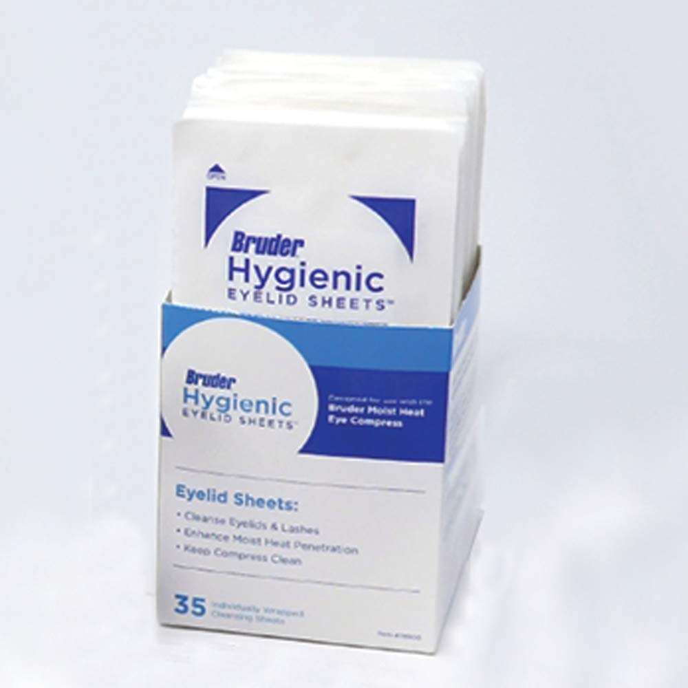 Bruder sheets beside Moist Heat Eye Compress illustrating complementary hygiene use