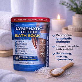 Bruizex salts pouring into bathwater demonstrating easy dissolving soak
