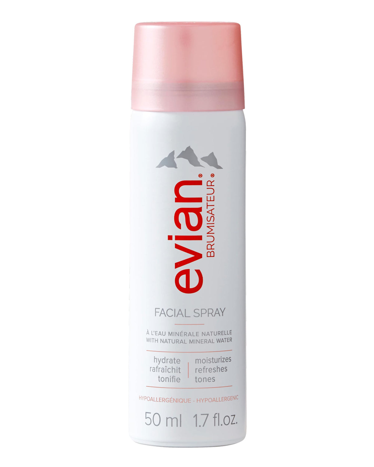 BRUMISATEUR Evian front packaging shows compact TSA-approved convenience