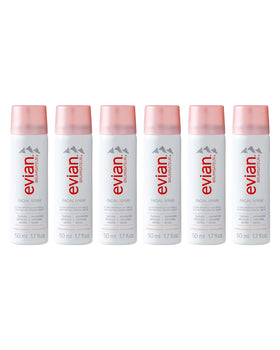 BRUMISATEUR Evian front packaging showing compact travel cans and benefits