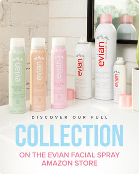 BRUMISATEUR Evian on vanity lifestyle scene showing daily ritual convenience benefit