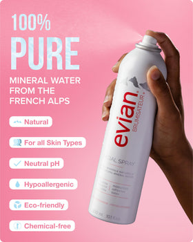 BRUMISATEUR Evian in hand for size comparison showing long-lasting bottle benefit
