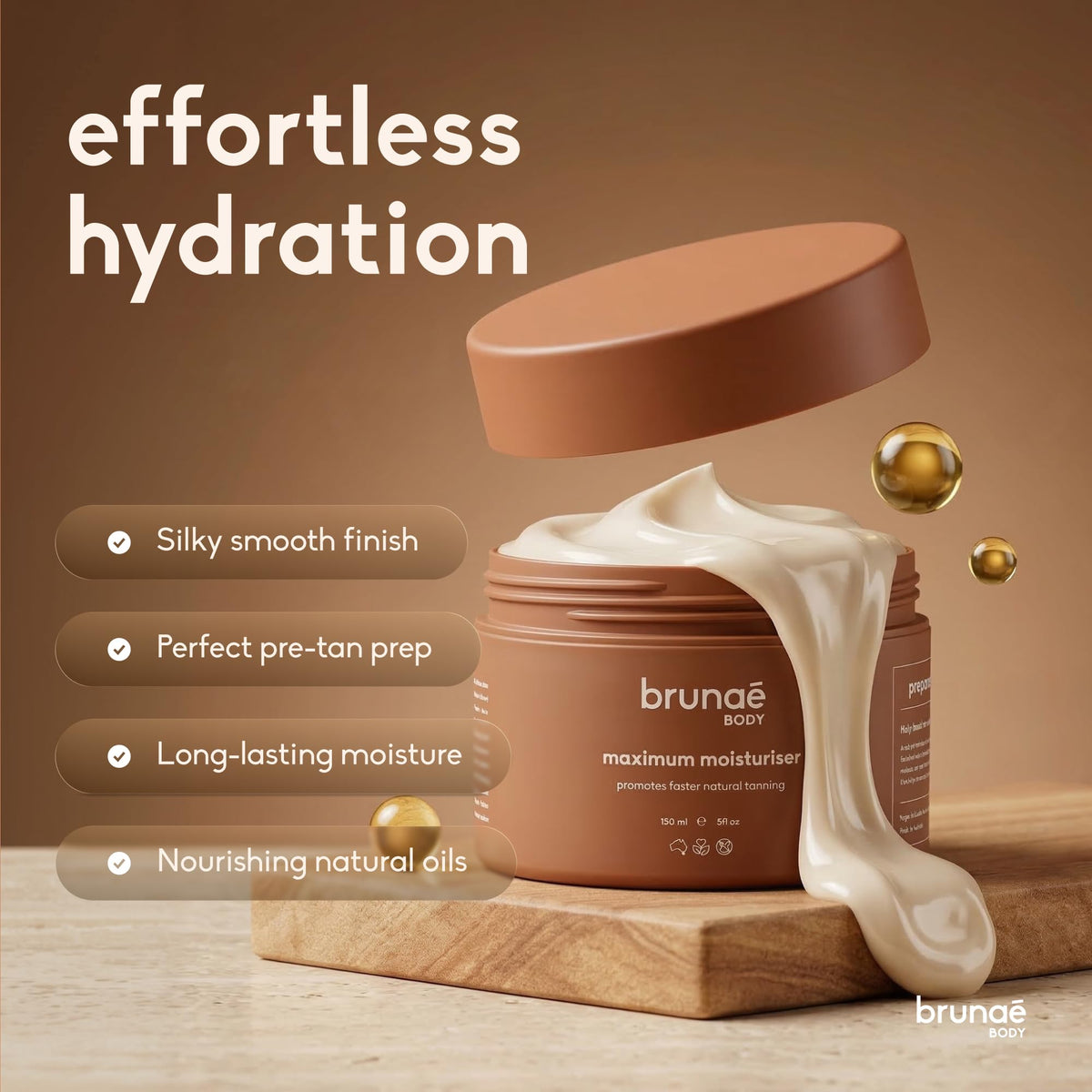 Brunae Body close-up of jojoba avocado tamanu oils for nourishment