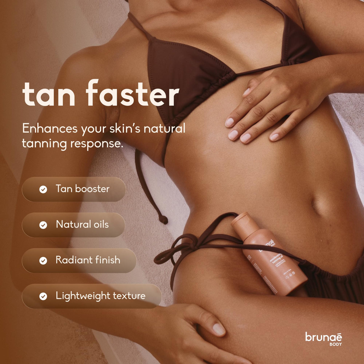 Brunae Body oil texture close-up highlighting lightweight, fast-absorbing finish