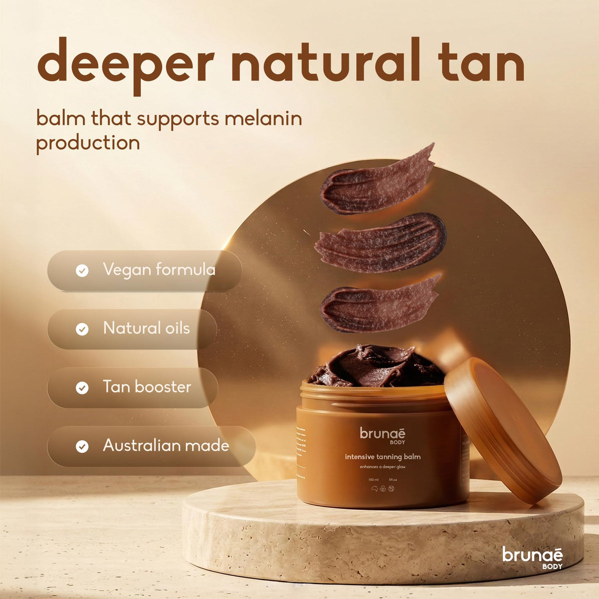 Brunae Body close-up texture of balm showing smooth glide benefit