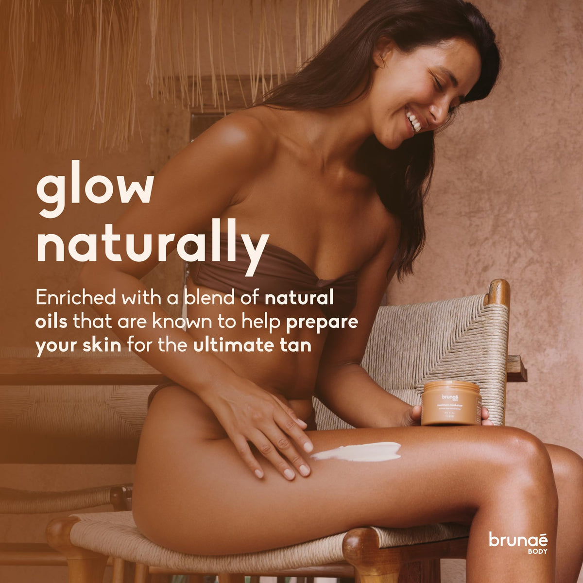 Brunae Body creamy texture dispensed to show quick absorption