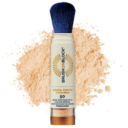 Brush On Block front packaging showing product branding and SPF benefits