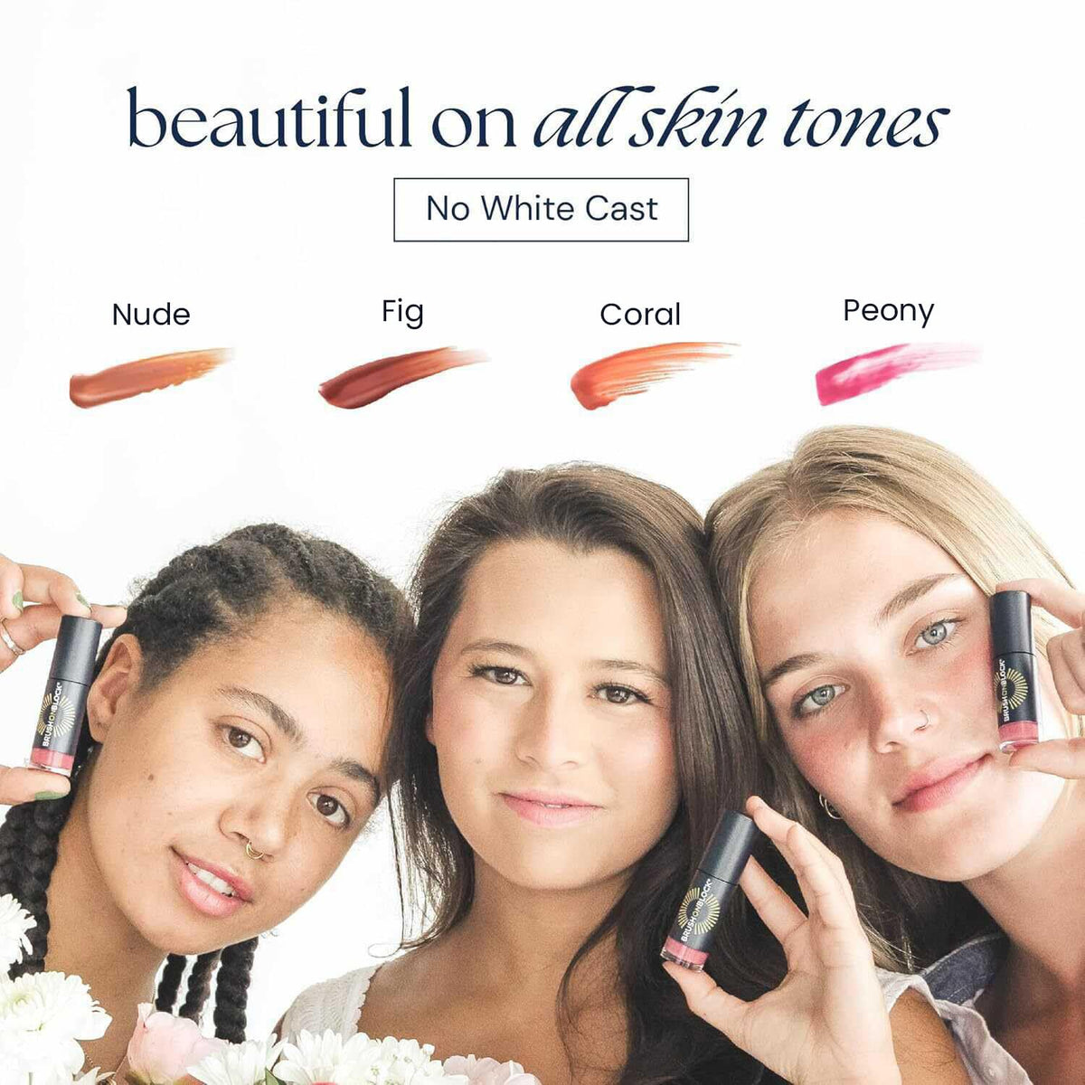 Brush On Block label closeup showing mineral sunscreen ingredients