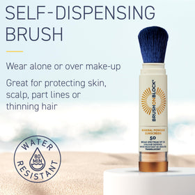 Brush On Block open brush dispensing translucent powder for quick touch-ups
