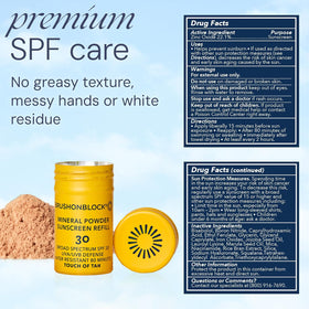 Brush On Block packaging label with ingredients list for transparency benefit