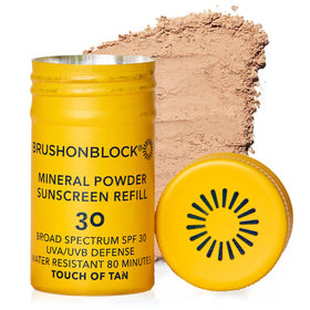 Brush On Block front cartridge showing compact refill and easy snap-in benefit