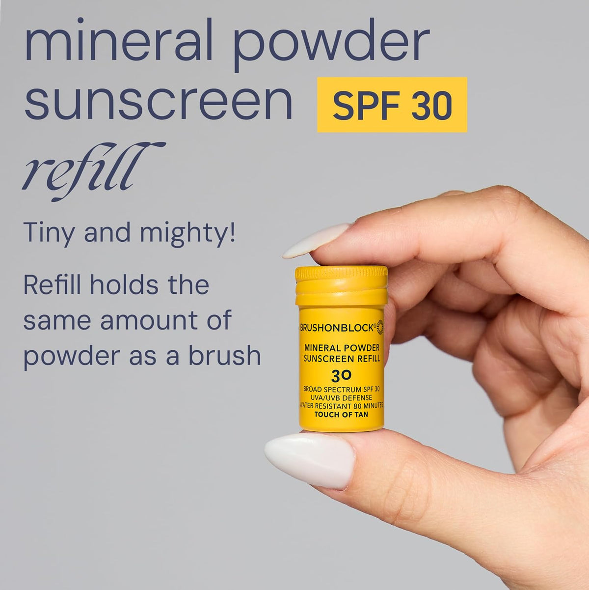 Brush On Block refill stored in a bag demonstrating travel-ready protection