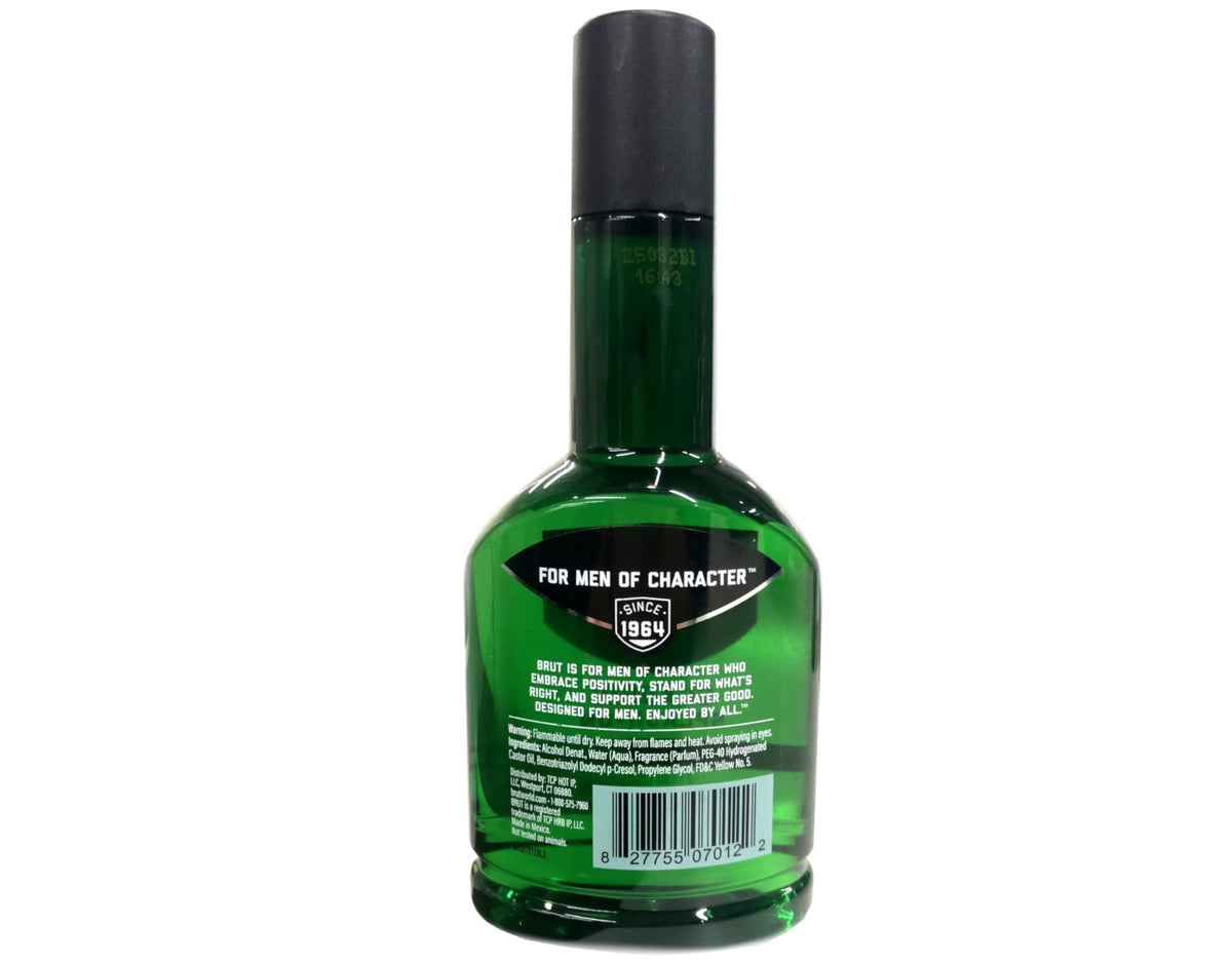 Brut in-use post-shave application on face offering immediate refresh