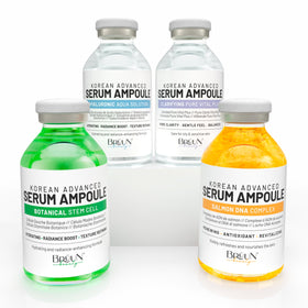 BRÜUN kit front packaging showing four labeled ampoules and benefits
