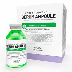 BRÜUN ampoule front packaging showing compact elegant bottle and label benefit