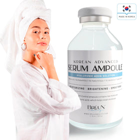 BRÜUN ampoule vial close-up highlighting clear serum texture