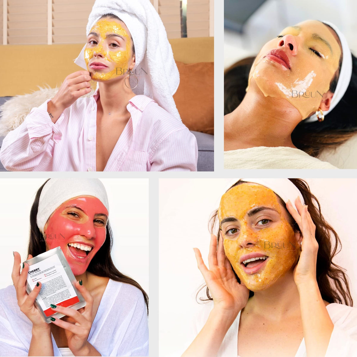 BRÜUN assortment of powders and botanicals showing variety of treatment benefits