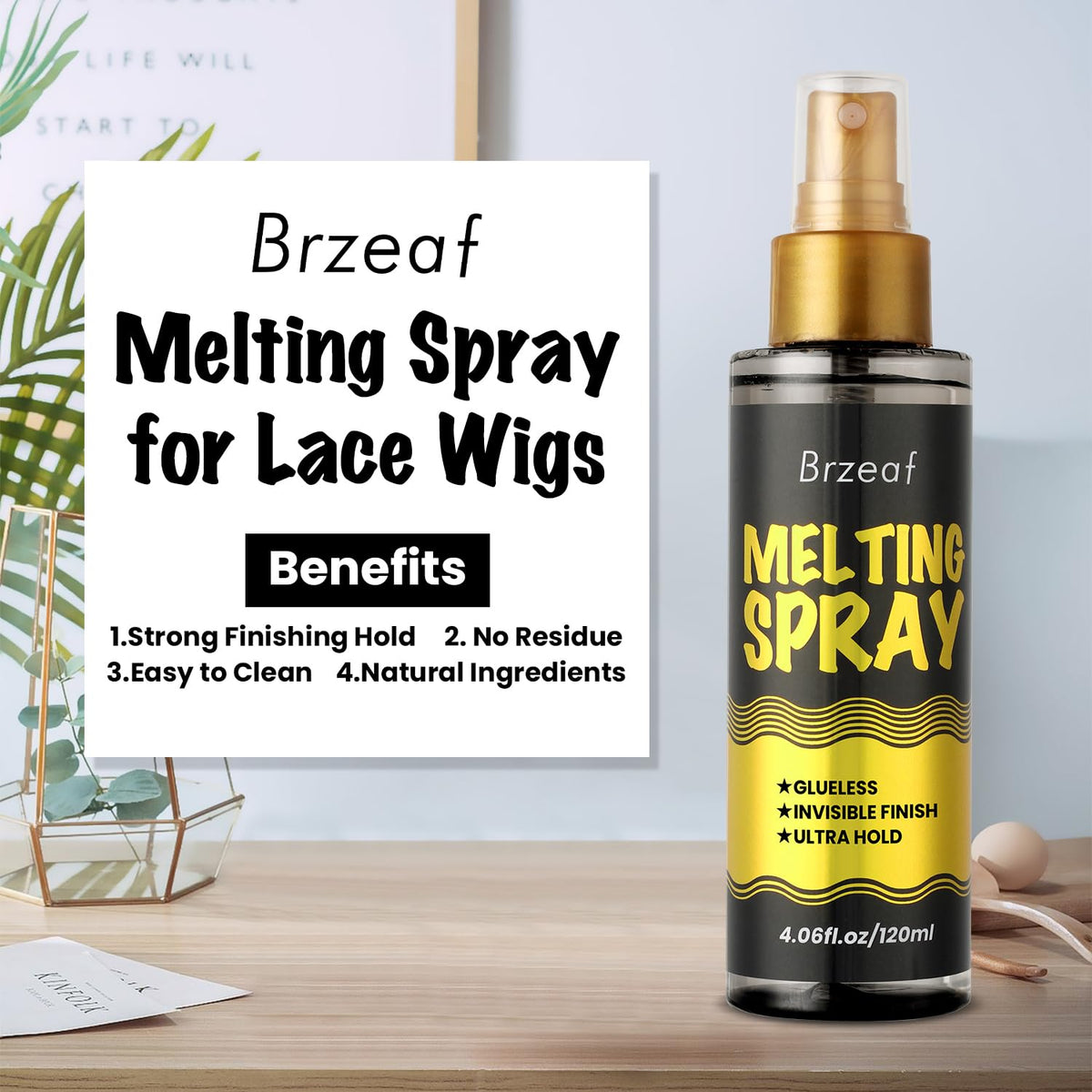 Brzeaf wig band and comb included with spray for secure application