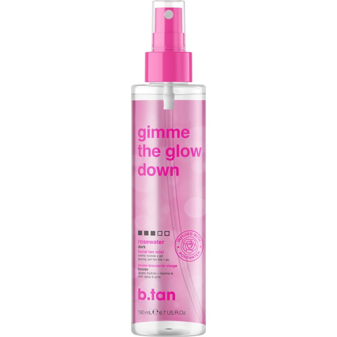 B.TAN front bottle showing clear face tan mist and quick application benefit