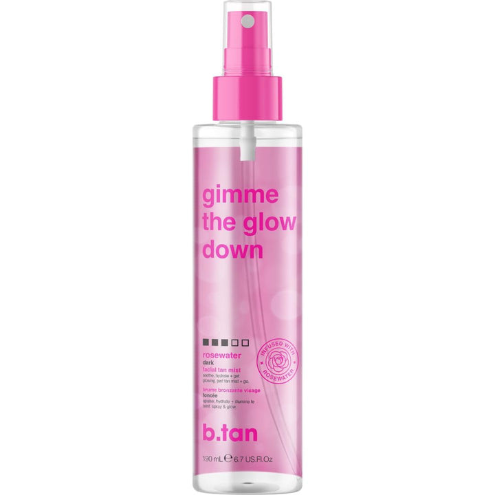 B.TAN front bottle showing clear face tan mist and quick application benefit