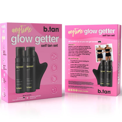 b.tan gift box front packaging showing contents and clear product benefit