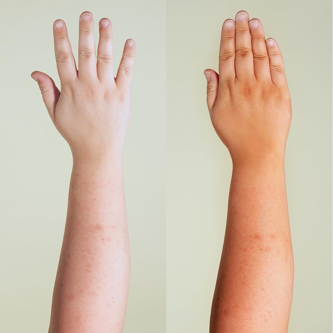 B.TAN facial mist spraying to show lightweight, gradual coverage benefit