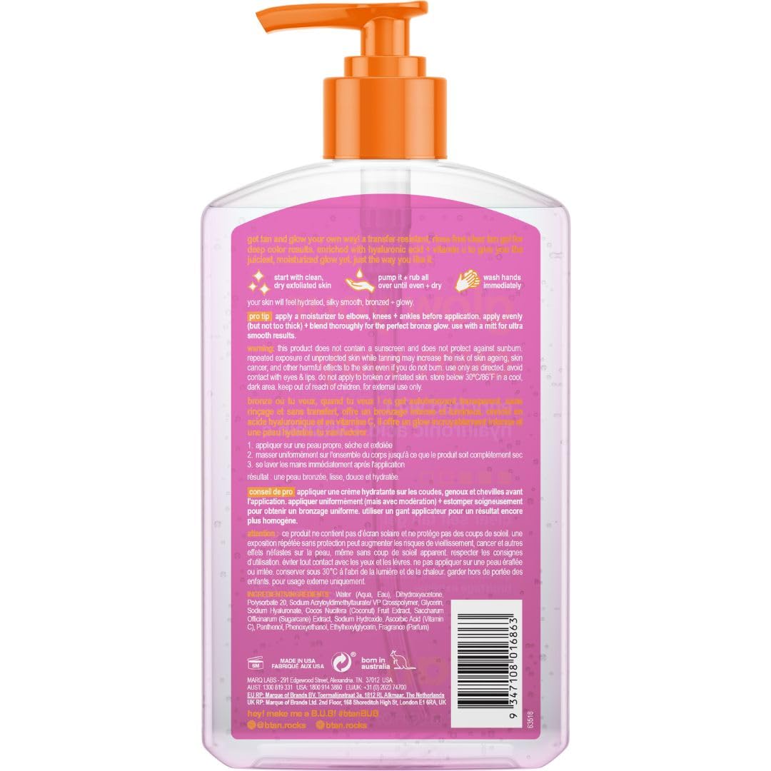 B.TAN gel texture close-up demonstrating clear, lightweight formula for smooth application