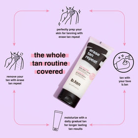 B.TAN label close-up showing ingredient list and vegan cruelty-free benefit