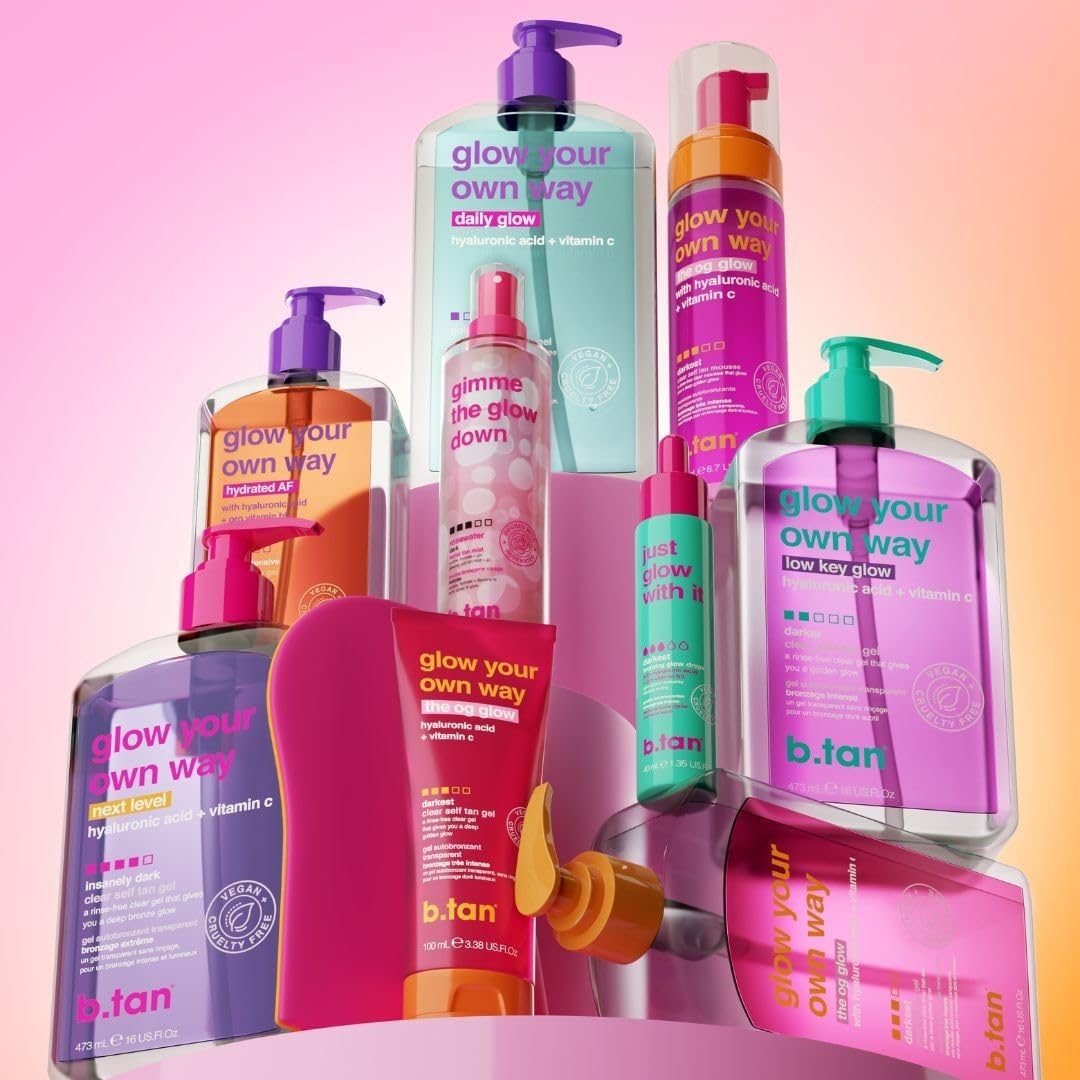 b.tan in bathroom setting next to skincare showing daily routine integration benefit