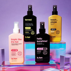 B.TAN oil absorbing into skin showing non-greasy finish benefit