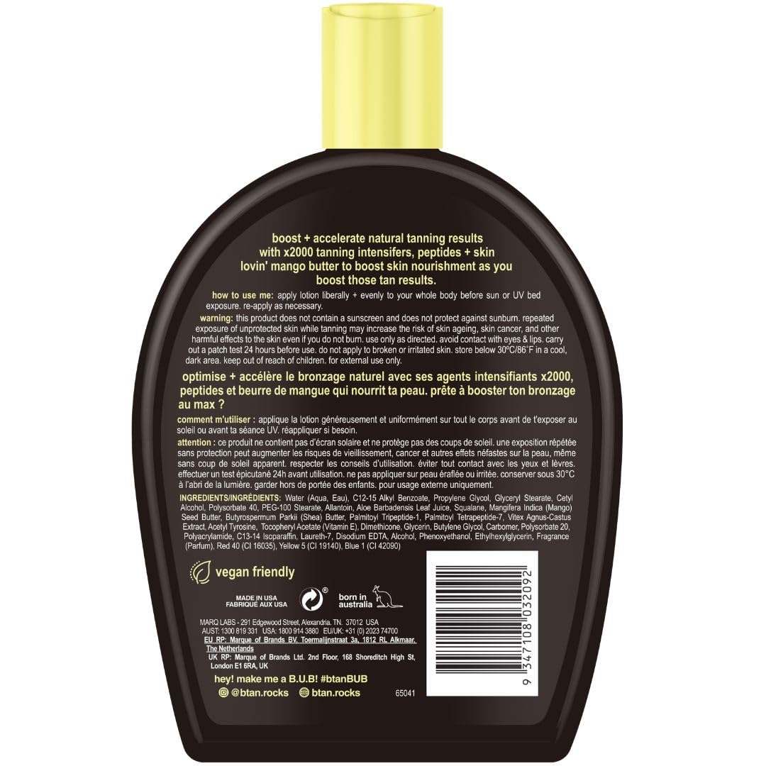 B.TAN lotion texture close-up showing moisturizing finish