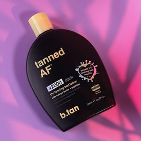 B.TAN used in tanning bed lifestyle shot showing fast results