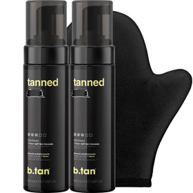 b.tan tanning mitt close-up showing smooth finish and easy blending