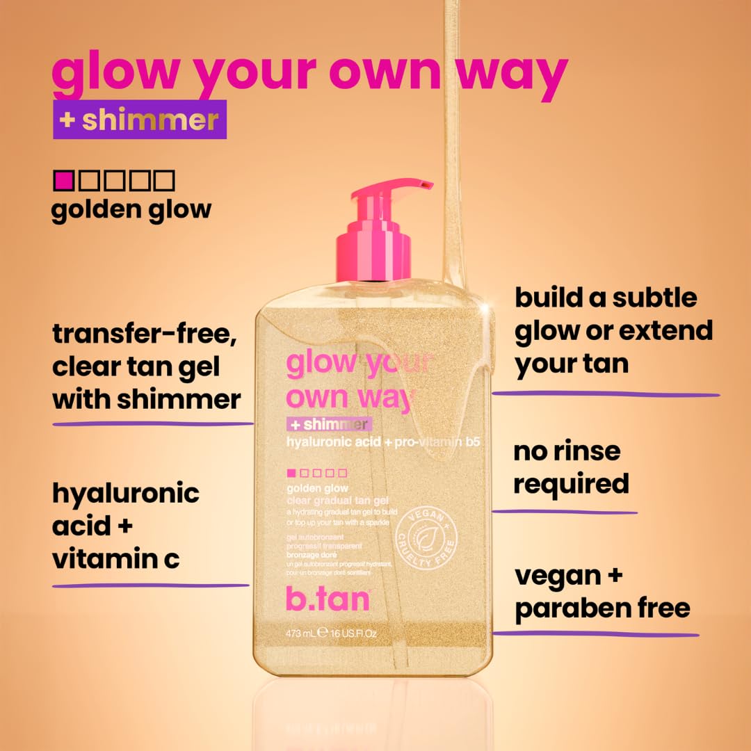 B.TAN gel texture close-up illustrating lightweight, non-greasy moisturizing benefit