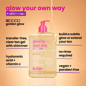 B.TAN gel texture close-up illustrating lightweight, non-greasy moisturizing benefit