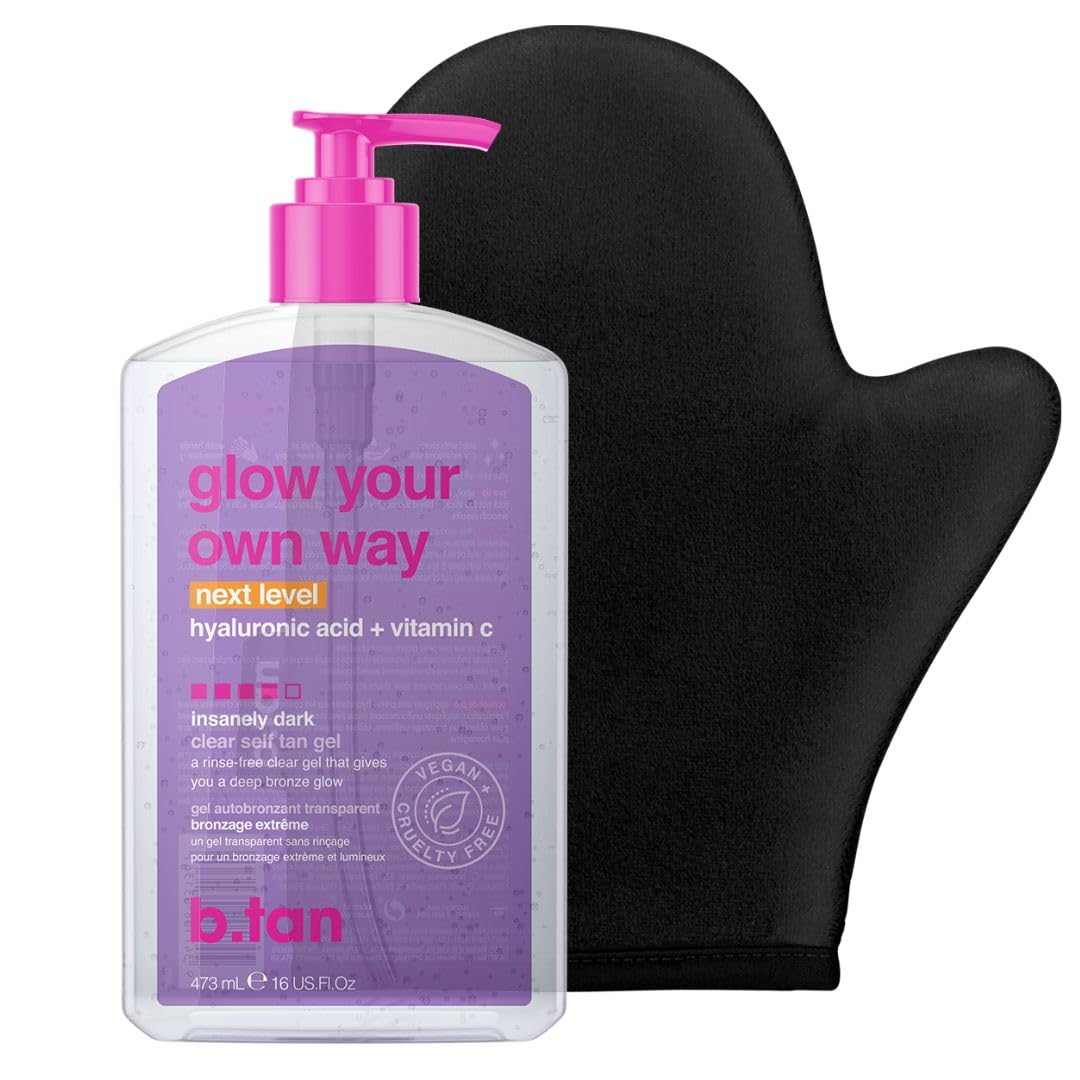 B.TAN front packaging showing Ultra Dark kit and mitt for easy deep tan