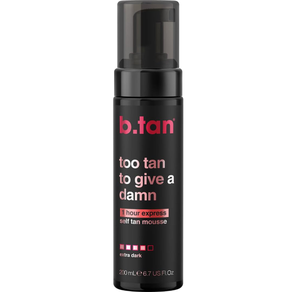B.TAN front packaging showing product and benefits for fast dark tan
