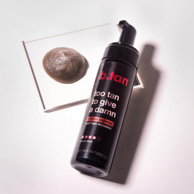 B.TAN ingredients label view highlighting paraben-free, vegan claim