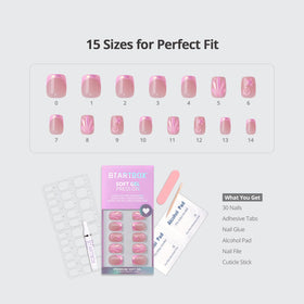 BTArtbox glue, adhesive tabs, file and alcohol pads laid out for complete kit convenience