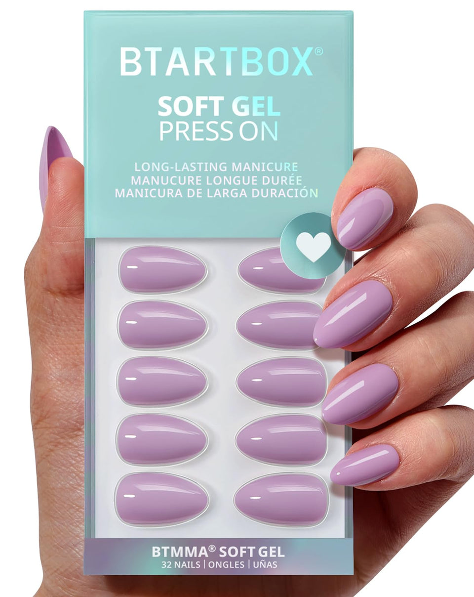 BTArtbox front packaging showing almond lavender nails and included kit benefits