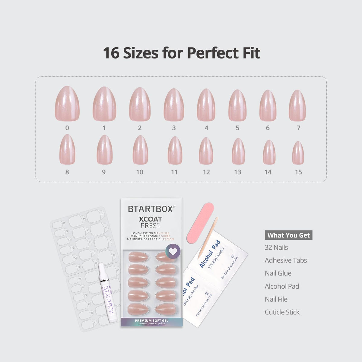 BTArtbox almond tools and accessories including glue tabs file and prep pad benefit