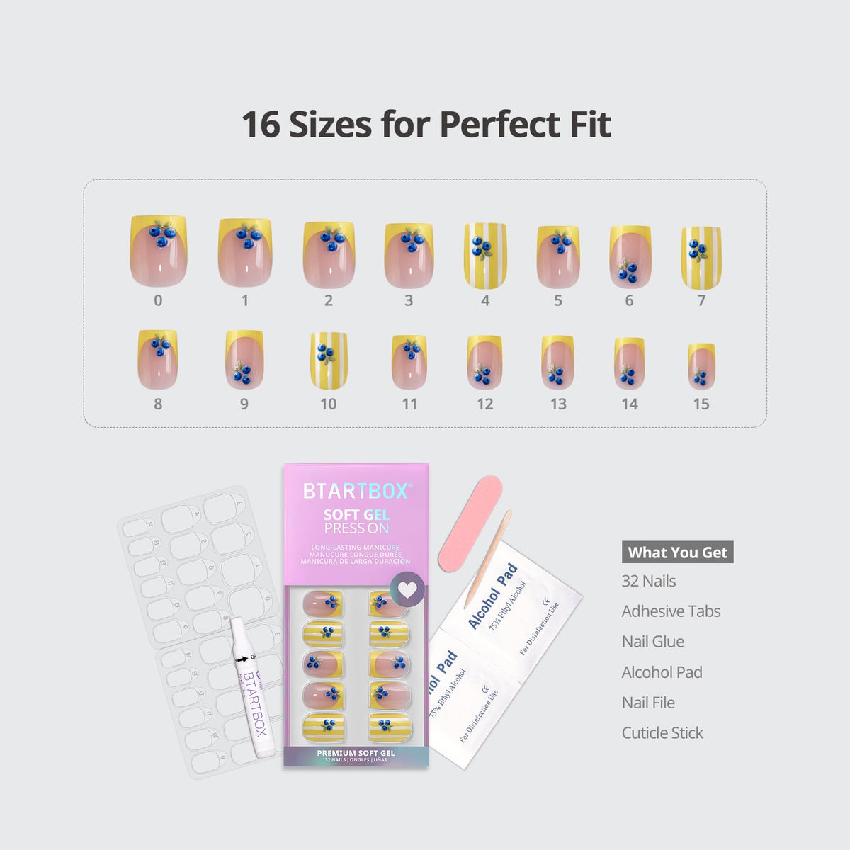 BTArtbox included tools and glue displayed for a complete salon-at-home experience