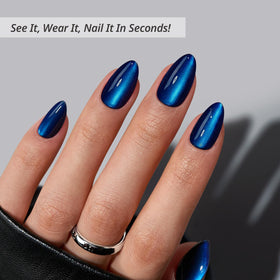 BTArtbox close-up of deep blue cat-eye texture showing iridescent effect benefit: eye-catching finish